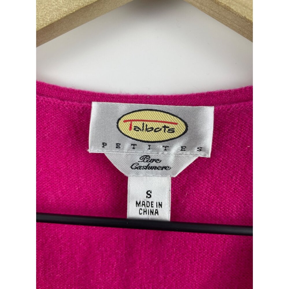Talbot's Women's Small 100% Cashmere Vintage V-Neck Pullover Sweater Barbie Pink - Picture 9 of 11
